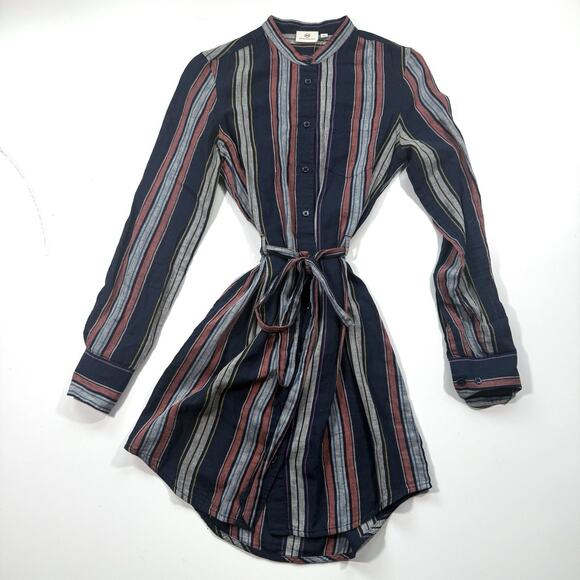 Adriano Goldschmied Women's Multi-Colored Striped Button Down Shirt Dress Sz XS - Picture 1 of 8